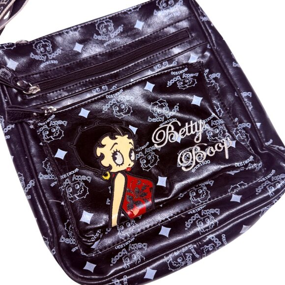 Betty Boop Vegan Leather Crossbody / Shoulder Bag – All‑Over Monogram Print - Picture 3 of 10